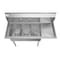 Koolmore 3 Compartment Stainless Steel Commercial Kitchen Sink with Drainboard - Bowl Size 10" x 14" x 10" SC101410-12R3 - alternate 5